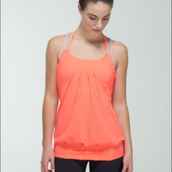 Lululemon Flow and Go Strappy Built In Bra Tank Pop Orange - Picture 1 of 7